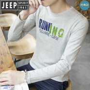 JEEP SPIRIT吉普男士長袖T恤純色純棉白色體恤秋衣上衣服內(nèi)搭秋季加絨打底衫 長.袖RUN灰 M
