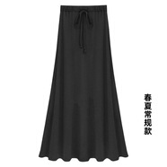 GABALMANIA開(kāi)叉長(zhǎng)款半身裙女夏莫代爾綁帶A字修身裙200斤寬松長(zhǎng)裙 黑色(春夏款) 常規(guī) XL