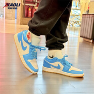 耐克（NIKE）【潮】Air Jordan aj1板鞋男女情侶新款低幫休閑運動籃球鞋休閑鞋 DC0774-104 藍白色 35.5