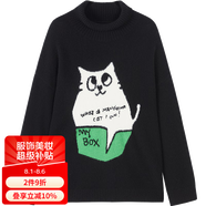 URLAZH新款黑色高領慵懶風羊絨寬松針織毛衣LM4KT18 黑色 XS