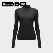 蕉內(nèi)（Bananain）熱皮501+女士保暖衣氨基酸防寒裸感內(nèi)搭百搭顯瘦可外穿打底衣T恤 【小高領(lǐng)】黑色 L