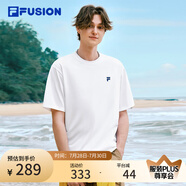 FILA FUSION斐樂潮牌女裝情侶款針織短袖衫2025春新款涼感防曬寬松T恤 標準白-WT 3XL （190/108A/XXXL）