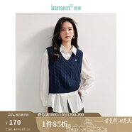 茵曼（INMAN）針織馬甲女老錢風(fēng)V領(lǐng)薄2025秋冬女裝新款學(xué)院風(fēng)內(nèi)搭毛衣上 寶藍(lán)色 XL