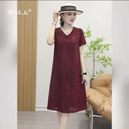 意枕上真絲連衣裙夏季桑蠶絲高貴洋氣時尚寬松顯瘦遮肉氣質(zhì)媽媽裝連衣裙 娃娃領(lǐng) 3XL 125-140斤