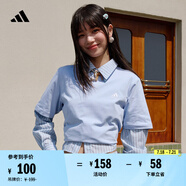 adidas情侶休閑純棉上衣圓領(lǐng)短袖T恤男女夏季阿迪達斯官方輕運動 藍色 M
