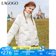 lagogo米白色時尚保暖質(zhì)感羽絨服女拉谷谷白鴨絨泡芙感面包服 米白色(V2) S 155/36