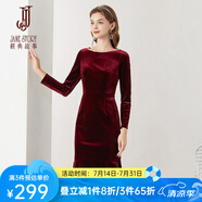 經(jīng)典故事（JANE STORY）經(jīng)典故事2025新款酒紅色金絲絨連衣裙女早春高貴洋氣晚禮服魚尾裙 D05 酒紅色 XL