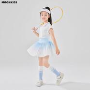 moonkids童裝女童冰絲速干百褶裙2025夏季新款兒童網(wǎng)球短裙涼感輕薄半身裙 19027白色短袖+6126漸變?nèi)棺?160 cm