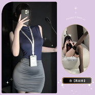 情趣內衣純欲秘書(shū)包臀裙空姐制服魅魔戰袍夜店免脫御姐裝 深灰色+黑絲襪 均碼