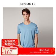 Brloote/巴魯特新疆長絨棉短袖T恤男圓領(lǐng)小白T夏季簡約百搭體恤衫上衣新品 淺藍 190/108A
