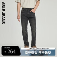 ABLE JEANS【修身褲】男士水洗牛仔褲修身直筒褲子男舒適日常休閑褲長褲 深隕石灰 34 /34
