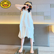 G.DUCKKIDS女童連衣裙夏季韓版兒童中大童無袖A字裙小女孩時髦洋氣吊帶裙子 白色 120 cm 身高110-120cm年齡6-7歲