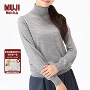無(wú)印良品 MUJI 女式 天竺 高領(lǐng)毛衣 W8AA871 秋冬長(cháng)袖針織衫 灰色 M