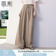 香影咖色高腰休閑褲女2025夏季新款時尚百搭含亞麻寬松垂感山本褲 咖色 S 155/80A/85-95斤