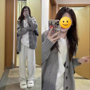 【大貨】慵懶風(fēng)毛衣外套女早秋季2024年新款針織開衫春秋穿搭 超美購=C1214 灰色6868 均碼