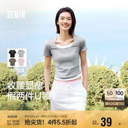 森馬（Semir）短袖t恤女短款假兩件百搭上衣25夏裝顯瘦U領(lǐng)套頭衫109325100015