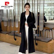 皮爾卡丹（pierre cardin）時(shí)尚設(shè)計(jì)感防曬風(fēng)衣女2025夏季白色松弛感罩衫中長(zhǎng)款天絲亞麻外套 黑色 S 105斤以內(nèi)