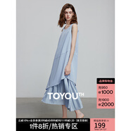 初語(yǔ)氧氣感天空藍(lán)連衣裙女2025夏季新款度假風(fēng)拼接假兩件背心裙 天空藍(lán) XL