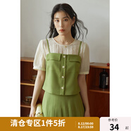 獨束大碼女裝【三件套】法式時(shí)尚套裝女夏季新款微胖mm上衣+半裙 吊帶 M