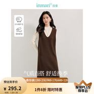 茵曼（INMAN）綿羊毛慵懶松弛V領(lǐng)無(wú)袖背心針織裙2025春秋女裝新品連衣裙長(zhǎng)裙子 咖色 XL