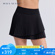 MAIA ACTIVE 壓褶網(wǎng)球裙含安全褲運(yùn)動(dòng)短裙休閑日常瑜伽半裙51SK02 神秘黑 S