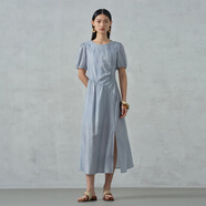阿依蓮（A.YILIAN）【商場(chǎng)同款】阿依蓮設(shè)計(jì)感連衣裙女2025夏季新款氣質(zhì)顯瘦長(zhǎng)裙子 航線藍(lán) L