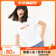 B.Duck小黃鴨女裝短袖T恤夏季新品時(shí)髦個(gè)性短款簡(jiǎn)約辣妹潮t 白色 M