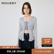 moussy 夏季新品法式優(yōu)雅淑女薄款系帶針織衫女010HS670-2191 161淺灰色 均碼
