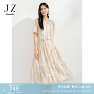 玖姿·安娜蔻度假風暈染印花不規(guī)則剪裁設計感連衣裙女2025夏季新款 花淺黃 S