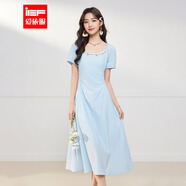 IEF/愛(ài)依服連衣裙2025夏季新款法式成熟優(yōu)雅氣質(zhì)修身顯瘦連衣長(cháng)裙 淺水藍 L