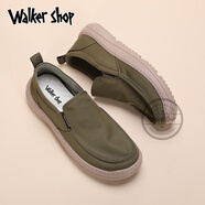 Walker Shop男士帆布鞋樂福鞋2025新款男鞋男士一腳蹬懶人鞋低幫透氣舒適布鞋 綠色 40