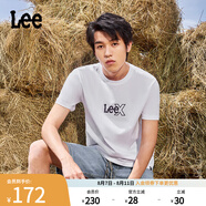 Lee25新品標準版圓領(lǐng)閃粉Logo印花男短袖T恤休閑潮流LMT0098104LE 白色 2XL