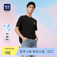 HLA海瀾之家短袖T恤男25新涼感短袖男夏HNTBW2J030A 黑色花紋67 170/88A M推薦125~136斤