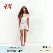 H&M女裝2025夏季新款連衣裙垂墜感露肩連身裙1278026 白色 S 160/88