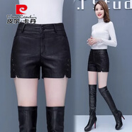 皮爾卡丹（pierre cardin）皮褲女2025秋冬季新款大碼高腰皮短褲外穿百搭打底靴褲子冬天顯瘦 8061#黑色(不加絨) S 26