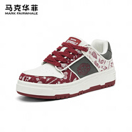 馬克華菲小白鞋男2025新款板鞋男士白色男鞋夏季休閑鞋子白鞋男款 白紅 40