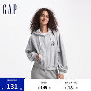 Gap女裝天鵝絨大G刺繡logo連帽衛(wèi)衣休閑外套637173 淺灰 165/84A(M) 亞洲尺碼