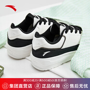 安踏（ANTA）厚底板鞋女鞋白色休閑鞋子增高小 象牙白/黑-2 37.5