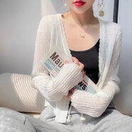 瑟空（SEKONG）2025春秋新款冰絲短款針織開衫百搭披肩外搭罩衫空調衫小外套YYN 白色 均碼