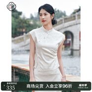固執(zhí)（OBSTINATE）2025夏季新中式高級感茶服襯衣女款國風(fēng)高端杏色提花無袖上衣9082 杏色 S