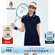 Hush Puppies暇步士女裝夏季撞色POLO領(lǐng)短袖連衣裙 196深藍(lán) S