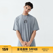 CHINISM  CH赤塵美式?jīng)龈兴俑啥绦鋞恤男士夏季潮流寬松休閑五分袖上衣 花灰色 （基礎(chǔ)款） M