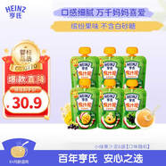 亨氏（Heinz）寶寶嬰兒輔食水果蘋(píng)果香芒香蕉黑加侖各3種口味果汁泥套裝 120g*6