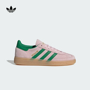 adidas「T頭鞋」HANDBALL SPEZIAL板鞋德訓(xùn)鞋女子阿迪達(dá)斯三葉草   清澈粉/綠色/金色   35.5