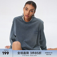 CHINISM【水洗系列】赤塵 水洗做舊長(zhǎng)袖T恤男秋logo印花美式上衣 水洗藍(lán) M