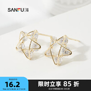 三福 甜美五角星耳環(huán) 韓版花朵耳釘可愛少女心耳鉤1對裝792606 0990C K金 2個