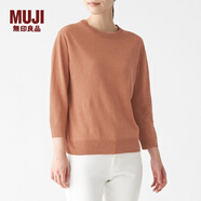 無印良品 MUJI 女式 法國(guó)亞麻 圓領(lǐng)針織衫 BAC71A0S 煙熏橙色 M