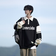主意范（ZHUYIFAN）美式條紋休閑開衫衛(wèi)衣男春秋新款潮牌學(xué)院風(fēng)情侶百搭運動夾克外套 2865黑色 L 105-125斤