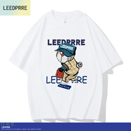 Lee dprre2025夏季新款純棉短袖男潮牌體恤寬松情侶短袖t恤男休閑潮流上衣 白色 L 110-125斤左右