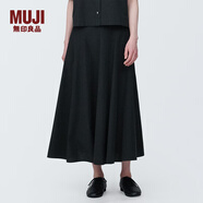 無(wú)印良品（MUJI）女式 涼感平紋 寬擺裙 長(zhǎng)半身裙女夏季款裙子 純棉全棉 涼感物語(yǔ) 黑色 XL (165/74A)